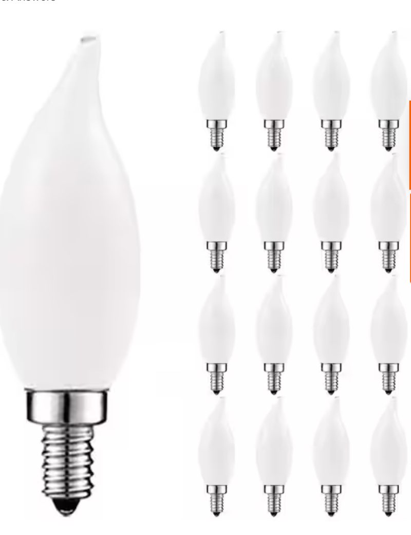 40-Watt Equivalent CA11 Dimmable LED Light Bulbs Torpedo Flame Tip Glass 2700K Warm White (16-Pack