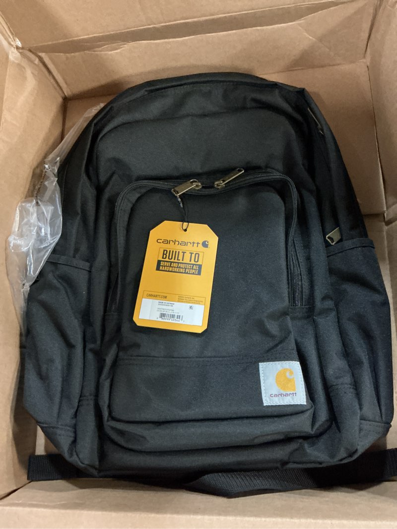 Condition photo showing New/Like New for carhartt 25l classic laptop backpack, durable water-resistant pack w/ 15" laptop sleeve and multiple organizational compartments, pfas free, black pfas free black