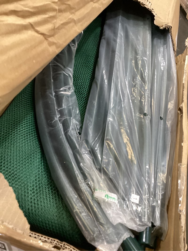 Condition photo showing Good Condition for 98x49x49in garden plant netting mesh cover for raised bed, crop cage with roll-up zipper door, plant protectors from animals, large tunnel gardening net for vegetables fruits tomato, green green 98x50x50in