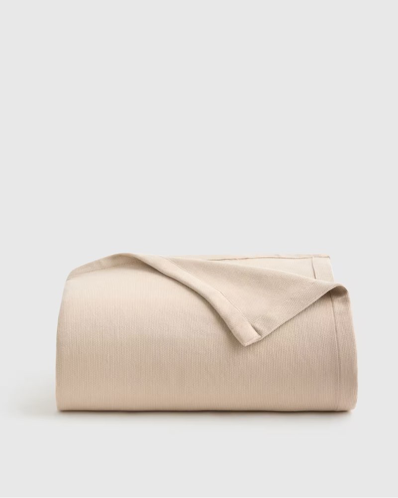 Quince Luxury Organic Cotton Bed Blanket/Sand 