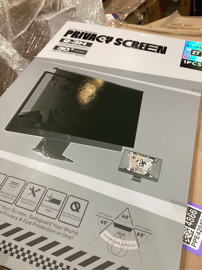 Condition photo showing As Is for 27 inch monitor privacy screen hanging for computer 16:9 aspect ratio, magnetic anti glare blue light private protector eye care,removable anti spy filter shield for digital workplaces 27'' privacy filter 16:9