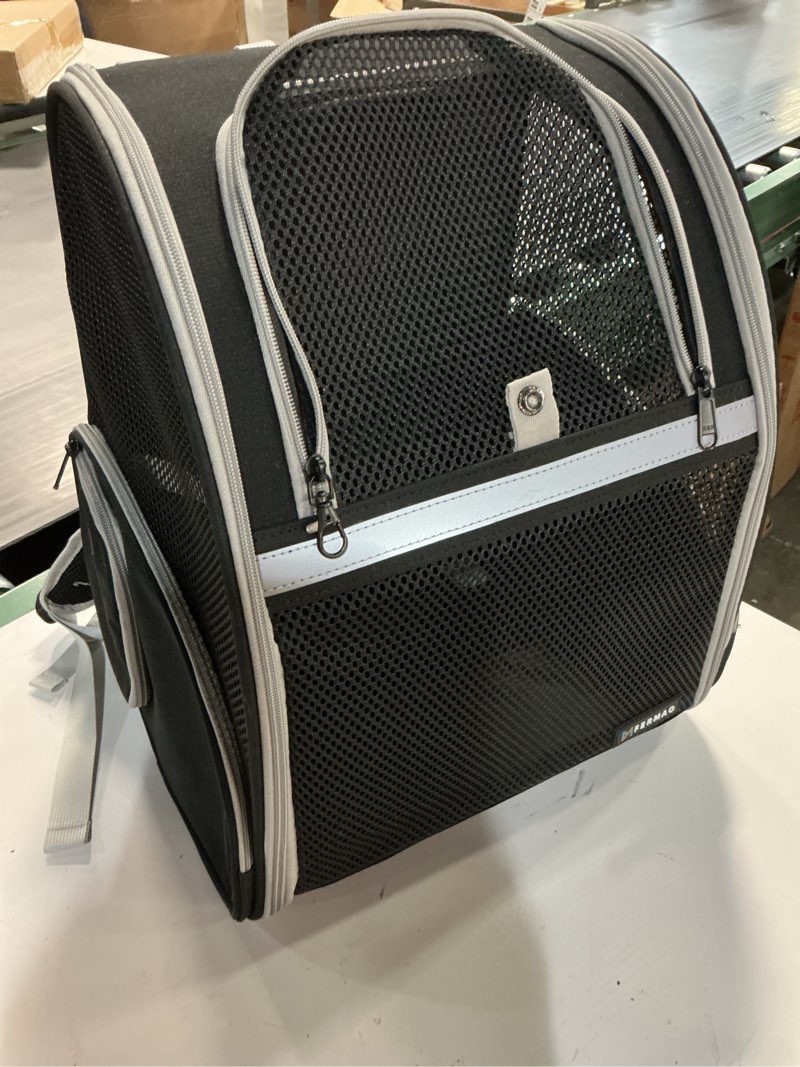 Condition photo showing Good Condition for cat backpack carrier for small dogs and medium cat puppy kitten bunny pet carrier backpack collapsible with fully ventilated mesh with safety leash (black, 12.9" l x 10.62" w x 15.5" h - m) black medium