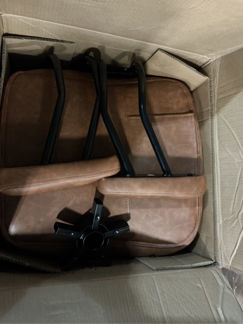 Condition photo showing Good Condition for YFO Home Office Desk Chair Office Rubber Casters Ergonomic Computer Chair with Lumbar Support Adjustable Height Rolling Swivel Executive Task Armrests Chair? Brown Leather