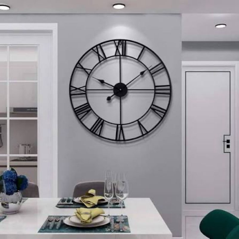 lbc.jzju24inches/60cm large wall clocks battery powered no ticking silent round black modern unique 