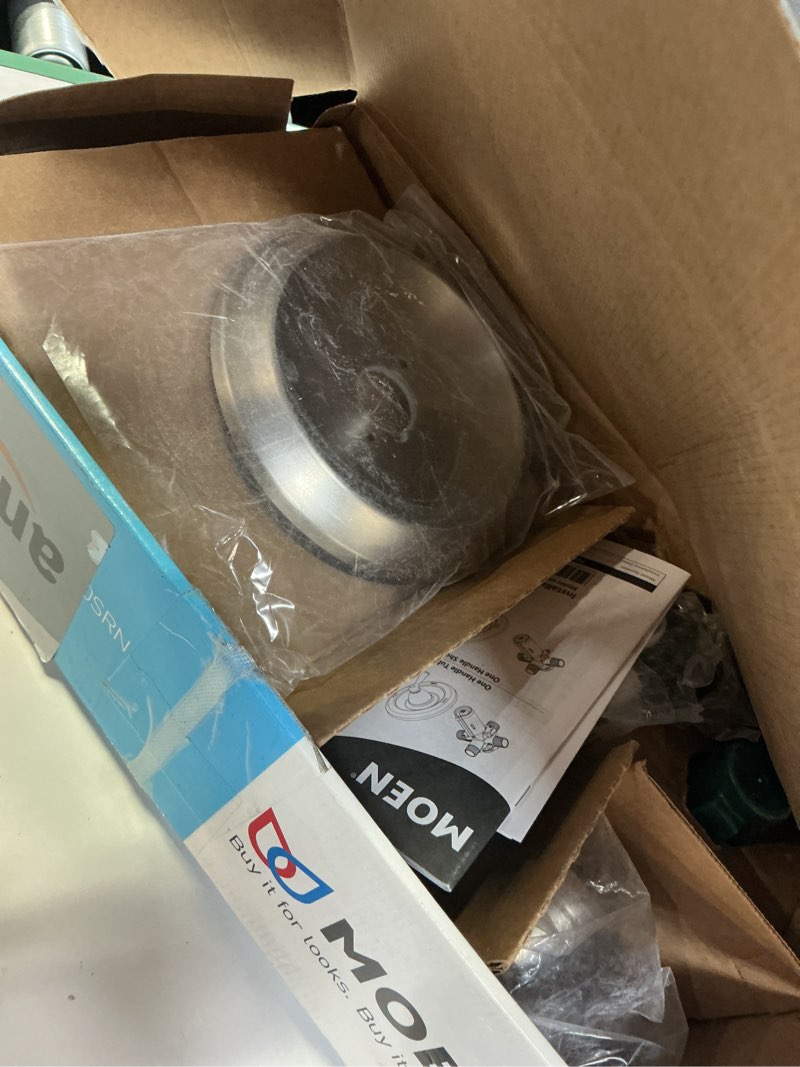 Condition photo showing As Is for Moen Halle Spot Resist Brushed Nickel Tub and Shower Trim Kit Featuring Showerhead, Lever Handle, and Tub Spout with Posi-Temp Valve Included, 82970SRN Shower, Handle, & Spout