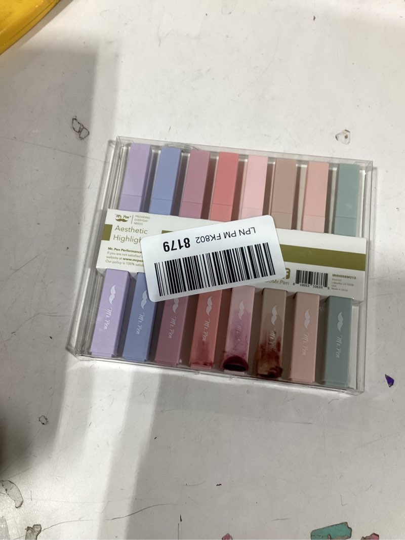 Condition photo showing As Is for Mr. Pen- Aesthetic Highlighters, 8 Pcs, Chisel Tip, Muted Pastel Color, No Bleed Bible Highlighter Pastel, Highlighters Assorted Colors, Highlighter Set Muted Pastel Colors 8 Pack