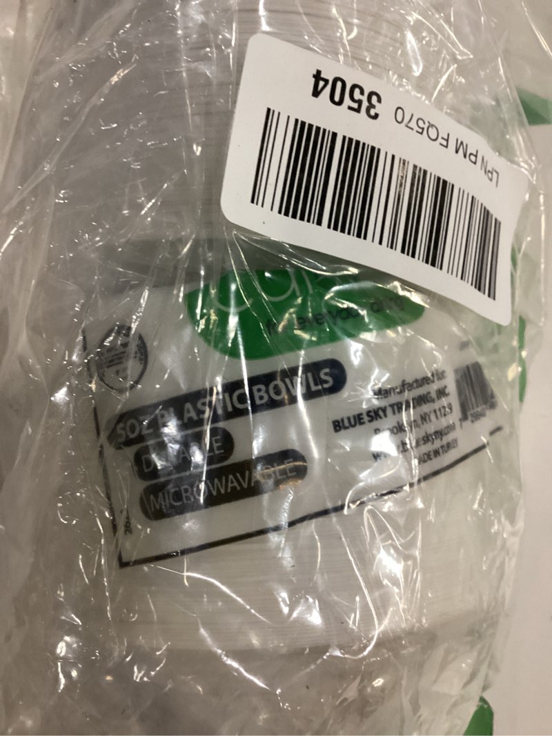 Condition photo showing New/Like New for 200 Pack White Plastic Disposable Bowls – 5 oz BPA-Free Microwaveable Bowls with Rim for Soup, Salad, Dessert – Sturdy Disposable Plastic Bowls for Parties, Weddings, Kitchen Use 1 5 Oz Round