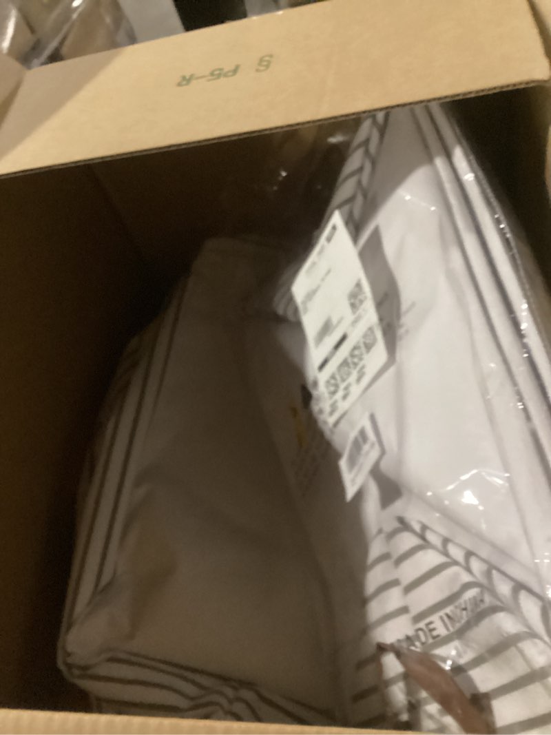 Condition photo showing Good Condition for hinwo 2-pack extra large canvas fabric storage baskets with handles, 70l oversized storage bins, collapsible storage box, clothes, toys, blankets organizers, 22 x 15 x 13 inches, (grey stripe) 22" / 70l / 2-pack gray stripe