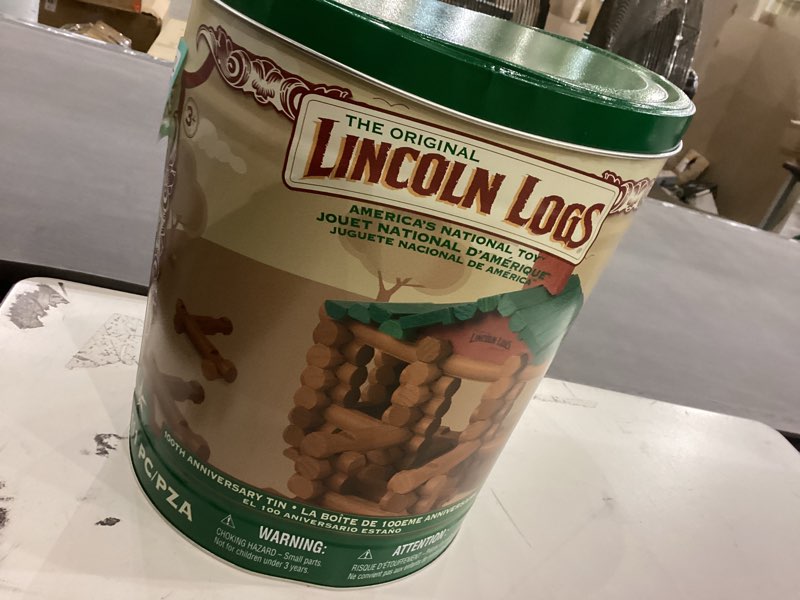 Condition photo showing New/Like New for Lincoln Logs - Logs 100th Anniversary Tin