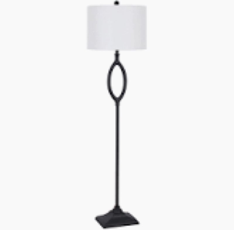 Polyresin Floor Lamp - Black Cast Iron, 68"