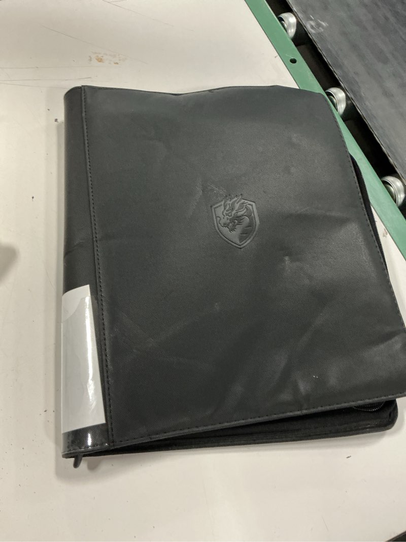Condition photo showing As Is for premium zip card binder, fabmaker 9 pocket trading card binder pu cover | zipper card collection album for 360 cards, sturdy side-loading card folder holder for game & sports cards, black