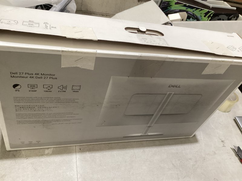 Condition photo showing As Is for incomplete missing parts *dell 27 plus 4k monitor - s2725qs - 27-inch 4k (3840 x 2160) 120hz 16:9 display, ips panel, amd freesync premium, srgb 99%, integrated speakers, 1500:1 contrast ratio, comfortview - ash white 27 inches s2725qs hdmi
