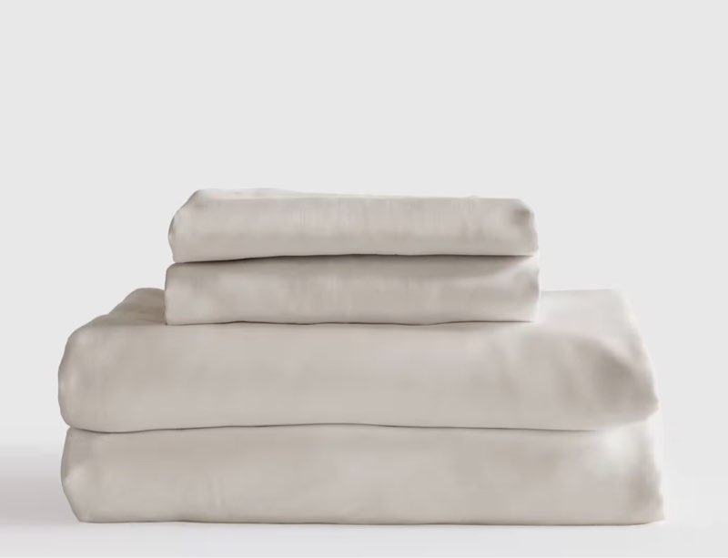 quince bamboo 4 piece sheet set queen white  silky