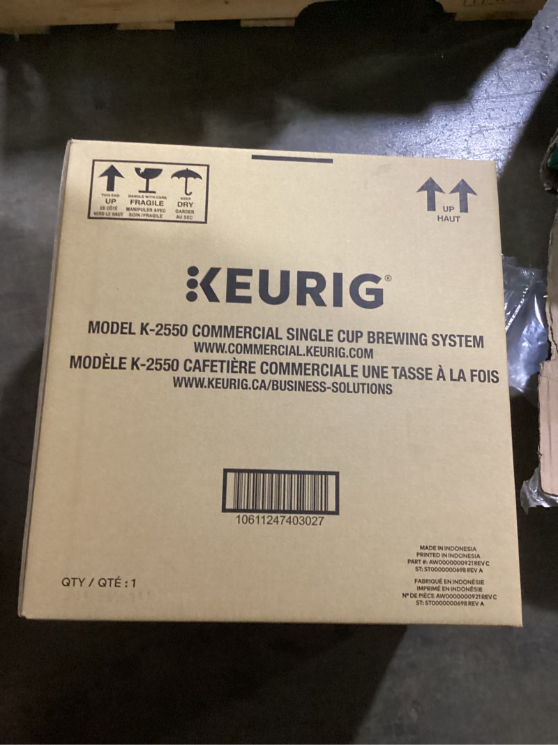 Condition photo showing New/Like New for keurig (k-2550) single serve coffee maker 1.6l reservoir stainless steel black