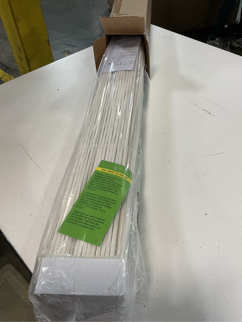 Condition photo showing New/Like New for CHICOLOGY Bamboo Roman Shades - Customer Favorite Light Filtering Blinds for Windows, Premium Quality, Ideal for Home, Snow White, 36" W X 64" H 36"W X 64"H Snow