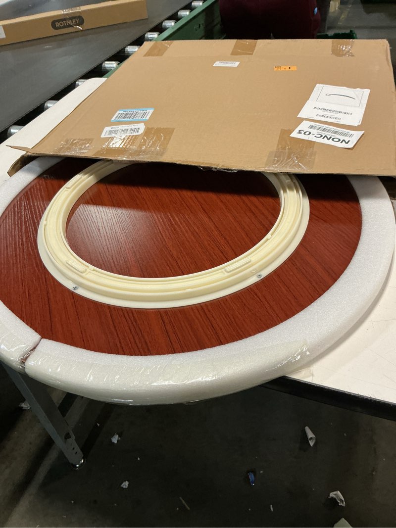 Condition photo showing Good Condition for 24" Walnut Wood Lazy Susan for Table Top, Large Turntable Rotating Serving Tray for Counter Top Solid Wooden Round Lazy Susan Organizer for Kitchen Spinning Food Server Party Centerpieces