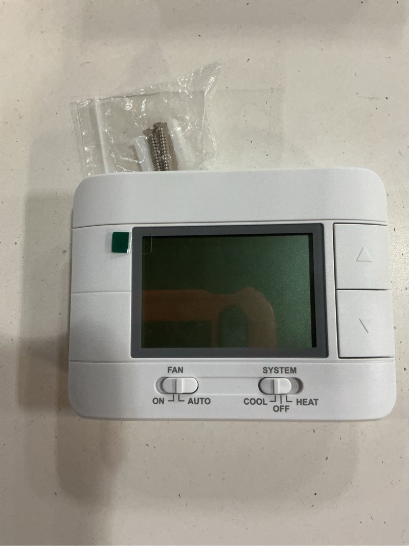 Condition photo showing Good Condition for upgraded digital non-programmable thermostat for home 1 heat/1 cool single stage system, with temperature & humidity monitor and large blue lcd display