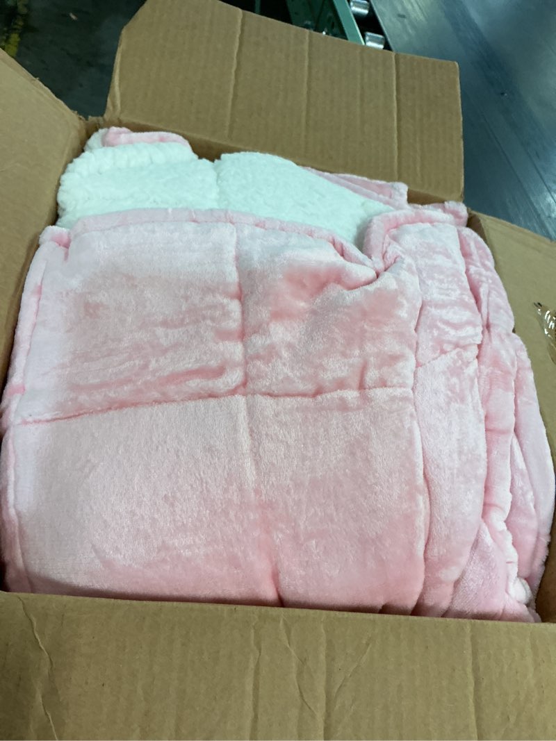 Condition photo showing As Is for Alomidds Weighted Blanket Queen Size 20lbs 60 x 80 inches,Adult Weighted Blankets with Soft Plush Fleece,Fluffy Thick Warm Sherpa & Cozy Flannel Microfiber Heavy Blanket for Sofa Bed,Pink A(pink) 60"x80" 20LBS