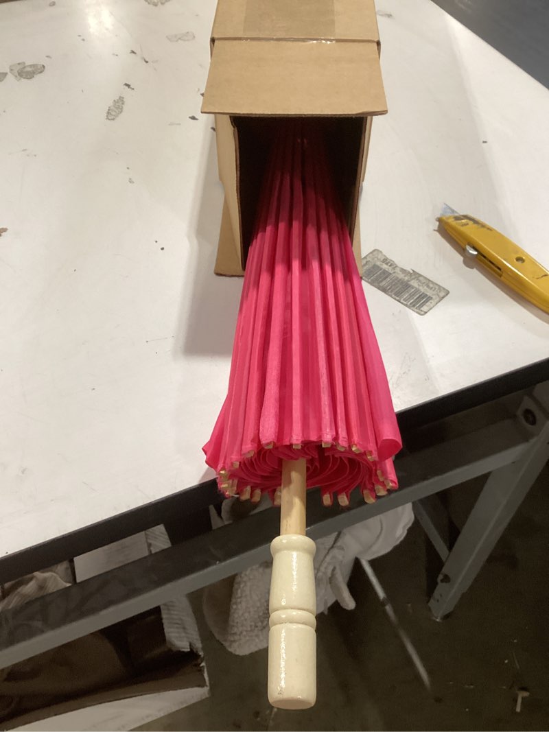 Condition photo showing Good Condition for 33" hot pink nylon decoration handmade parasol umbrella chinese japanese asian diy art dance classical umbrella for wedding parties photography costumes cosplay (1 pcs hot pink) solid color hot pink