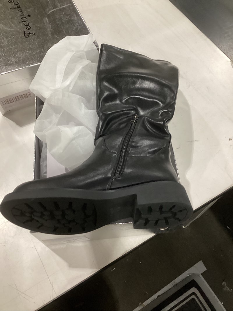 womens knee high boots chunky sole platform boots side zipper long riding boots daily dress comfortable chelsea black knee high boots for women 8.5m