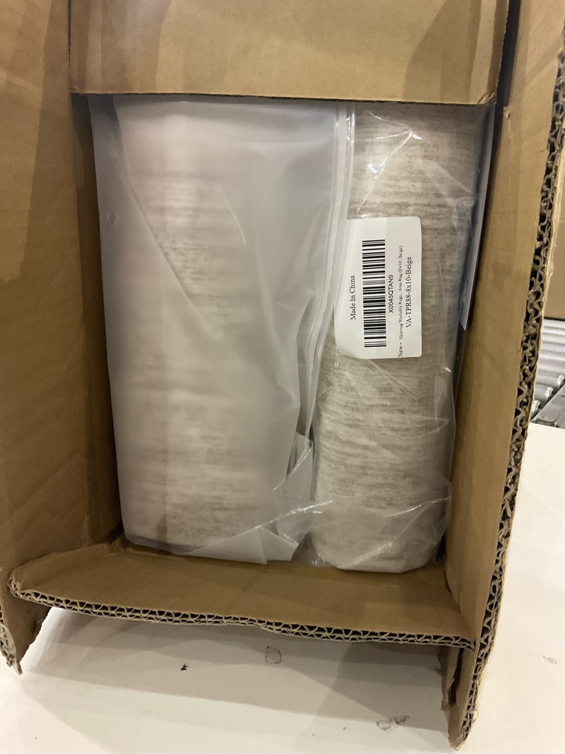 Condition photo showing New/Like New for Valenrug Washable Rugs 8x10 - Stain Resistant 8x10 Area Rugs for Living Room, Non Slip Backing Printed Large Area Rugs for Bedroom, Folable Machine Washable Area Rug (8'x10', Beige) 01-beige 8' x 10' (Rectangular)