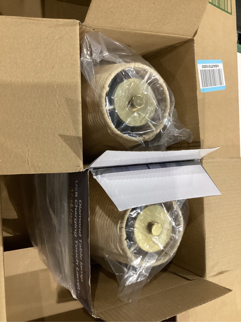 Condition photo showing Good Condition for 2 pack woven table lamp 12 inch portable cordless table lamp rechargeable gold bedside light with woven rattan shade for bedroom living room dining