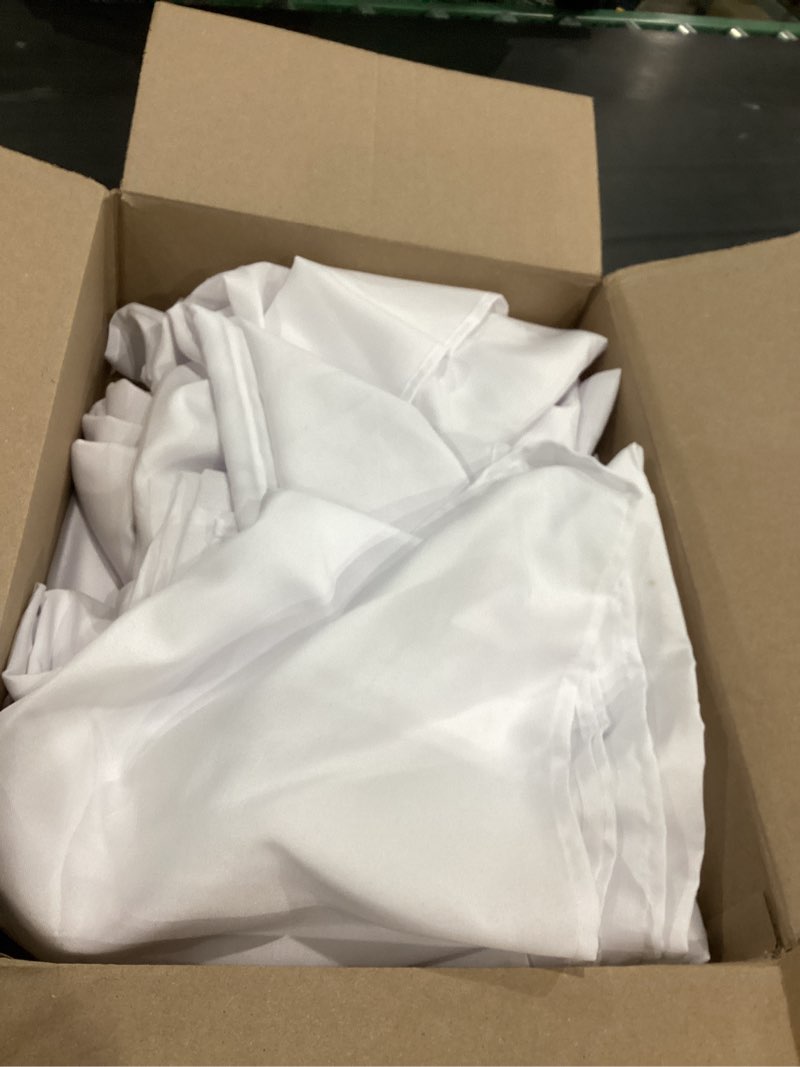 Condition photo showing As Is for sancua 6 Pack White Tablecloth 60 x 102 Inch, Rectangle Table Cloth for 6 Feet Tables - Stain and Wrinkle Resistant Washable Polyester Table Cover for Dining Tables, Buffet Parties and Camping White 6 Pack 60x102 Inch Tablecloth