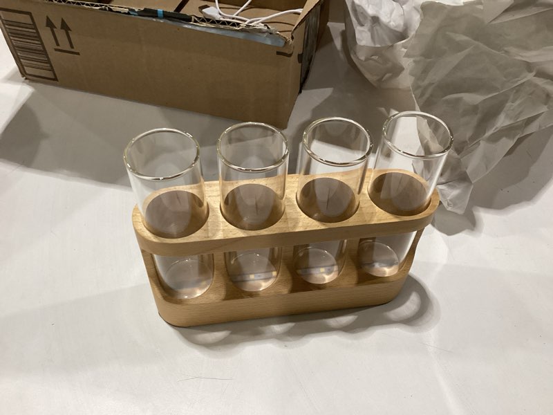 Condition photo showing Good Condition for plant propagation station with wooden stand, gardening gifts for plant lovers, 9-level dimmable led light 4 glass test tubes vases for hydroponic plants - desktop terrarium for home decor