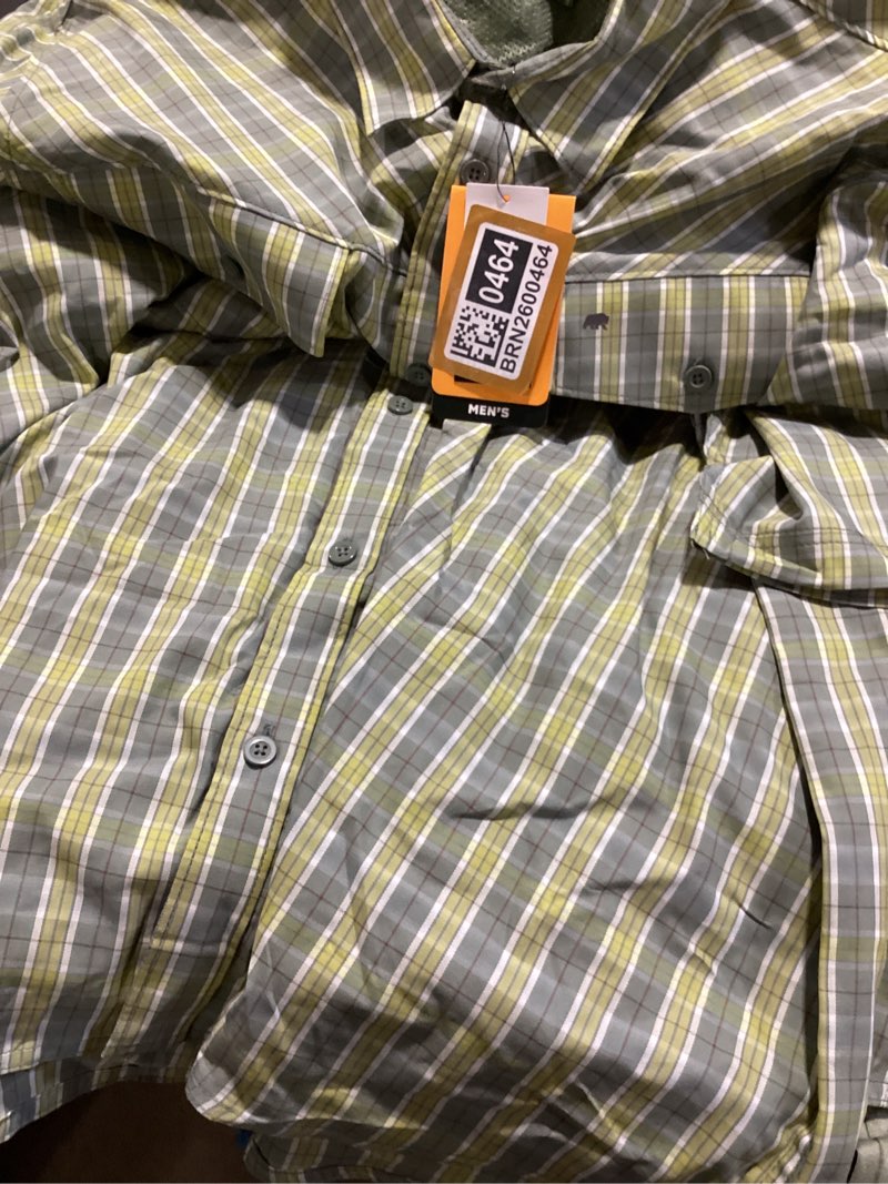 Condition photo showing Good Condition for BERNE APPAREL Men's Yellow Light weight Poplin Short sleeve Checked Button-down shirt ( 2XL )