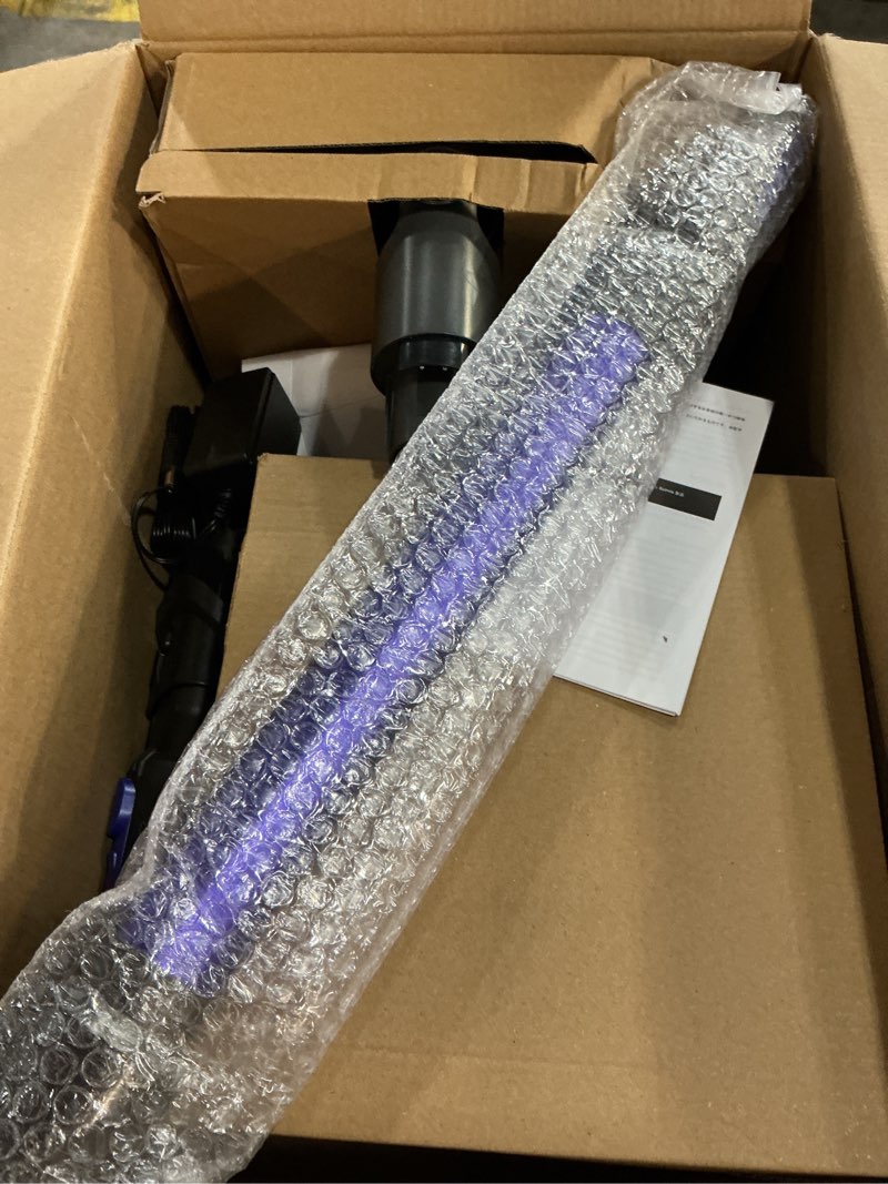 Condition photo showing New/Like New for cordless vacuum cleaner, 40kpa/500w/35mins, powerful suction with green led dust detection, stick vacuum self-standing, lightweight handheld vacuum for pet hair, carpet & hard floor purple