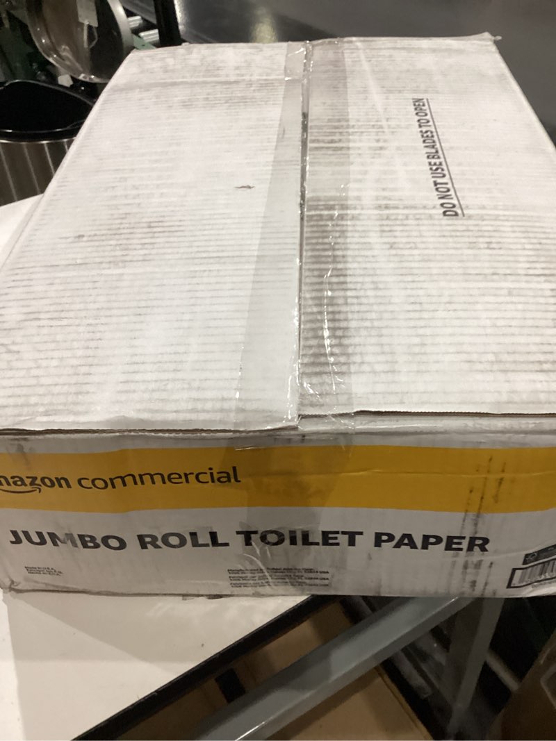 Condition photo showing New/Like New for amazoncommercial 2-ply white jumbo roll toilet paper, 9 in, septic safe, compatible with universal dispensers, fsc certified, 1000 feet per roll (pack of 12)