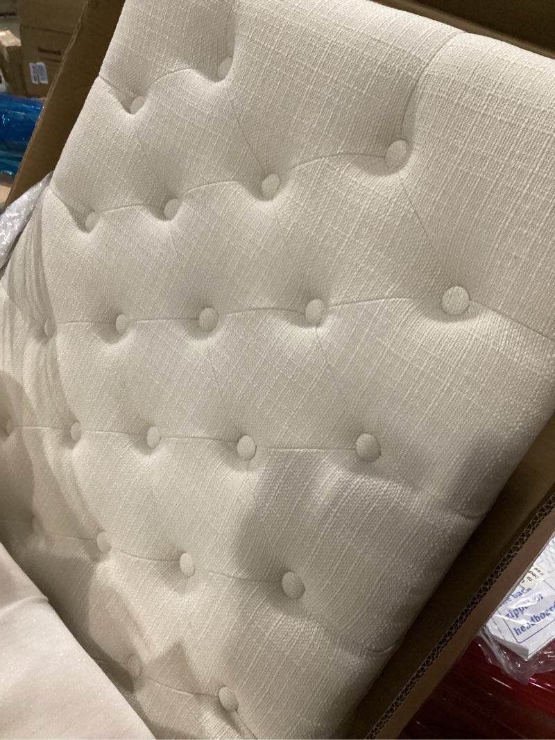 Condition photo showing Good Condition for Linen Upholstered Headboard King/Cal King Size Latest Model Wall Mount, Bed Frame Mount, Featuring High-Density Sponge Padding, Luxury Texture Easy Assembly Comfort and Style-Ivory