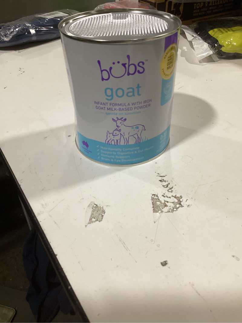 Condition photo showing New/Like New for Bubs Whole Goat Milk Formula with Iron, Goat Milk-Based Powder, for Infants 0-12 Months, Made with Non-GMO Goat Milk, 20 oz Infant Goat- No Artificial Flavor 20 Ounce (Pack of 1)