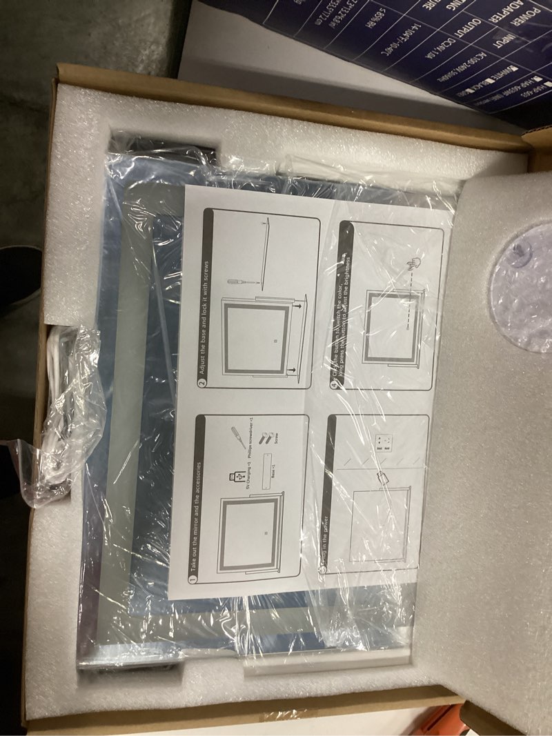 Condition photo showing New/Like New for FENNIO Vanity Mirror with Lights, 12" x 16" Lighted Makeup Mirror with Smart Touch Control, 3 Color Modes & Brightness Adjustable, LED Makeup Mirror with 10X Magnification, 360° Rotation for Bedroom White 12"L x 16"W