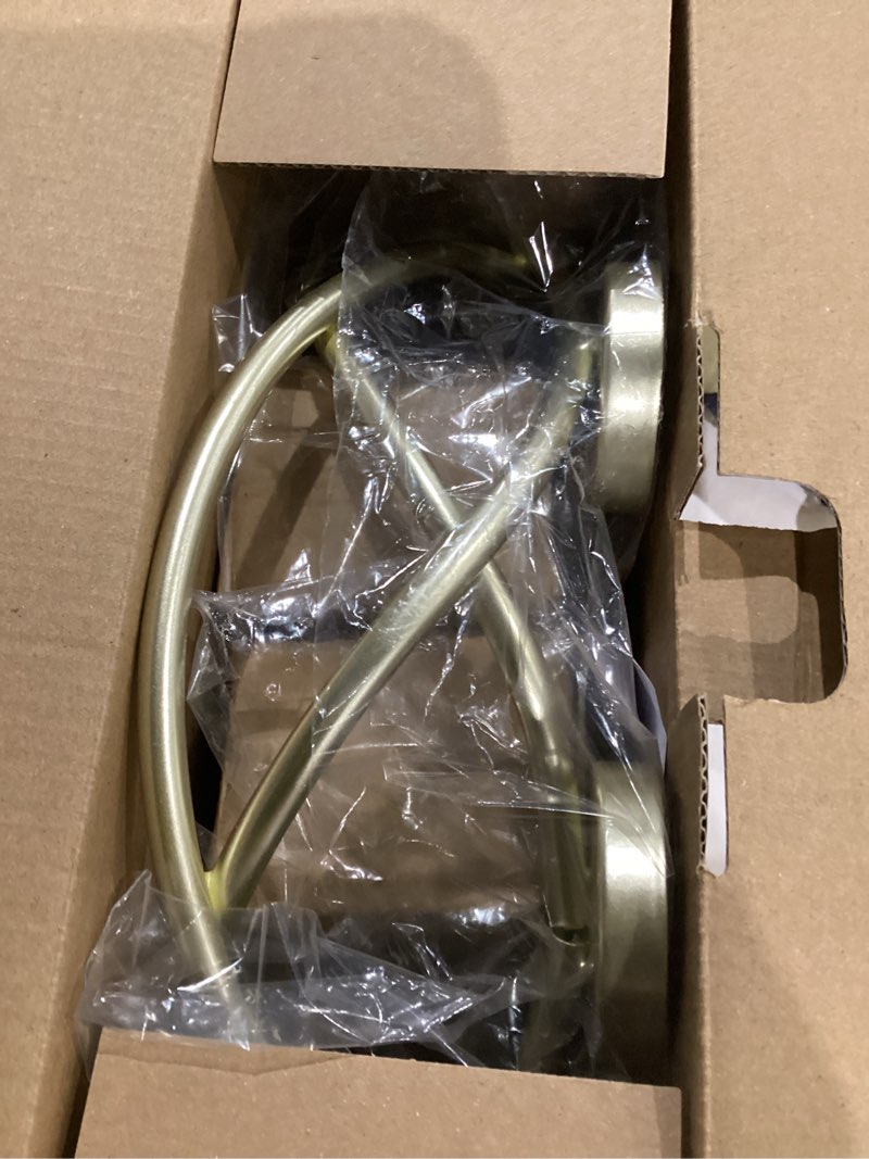 Condition photo showing Good Condition for Seraphic Iron Round Table Decor Centerpiece Decorations Candle Holder for Weddings, Outdoor Patio, Kitchen, Dining Room, and Coffee Tables, Glass Votive Tealight Holders, Gold, 6 Frosted Cups Gold/Frosted