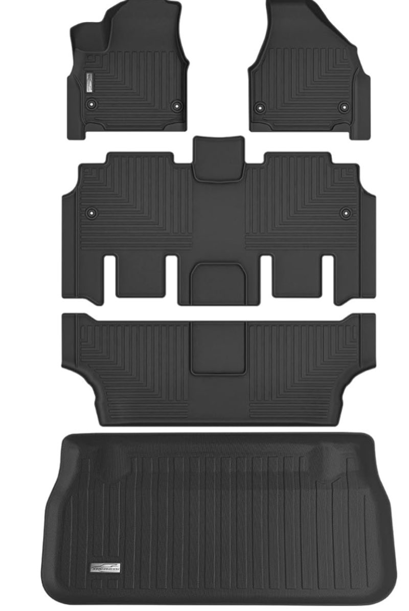 floor mats & cargo liner for 2017-2023 2024 2025 2026 chrysler pacifica(no hybrid models),1st & 2nd & 3rd row with trunk mat full set,tpe all weather car mats