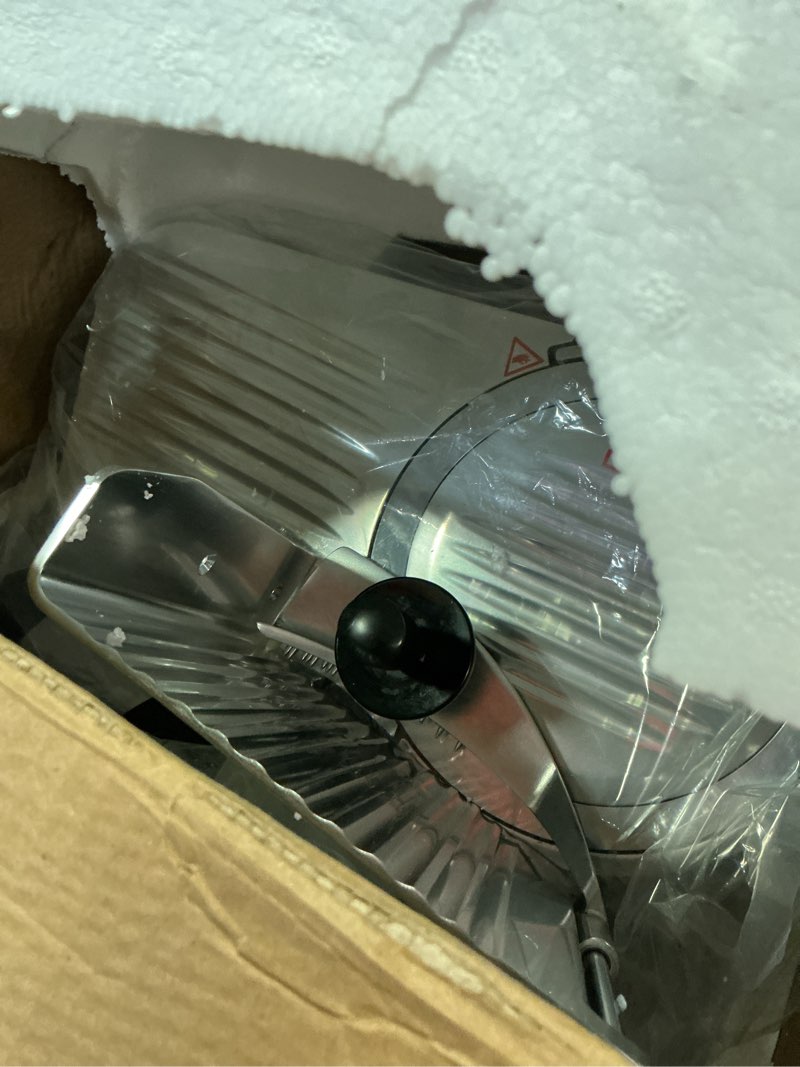 Condition photo showing Good Condition for meat slicer, 240w,110 v /60 hz deli slicer with 10",250mm stainless steel removable blade, 0-12mm adjustable thickness,electric meat slicer for home,commercial use semi-automatic 10inch-240w