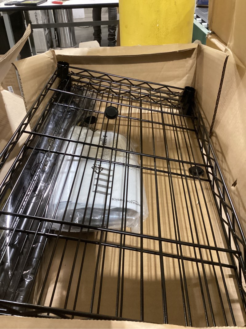 Condition photo showing Good Condition for Amazon Basics 5-Shelf Multipurpose Adjustable Steel Garage Shelving Unit, Storage Rack for Kitchen, 200 lbs Per Shelf, Easy Assembly, 13.4"D x 23.2"W x 60"H, Black 5-Shelf Narrow Black