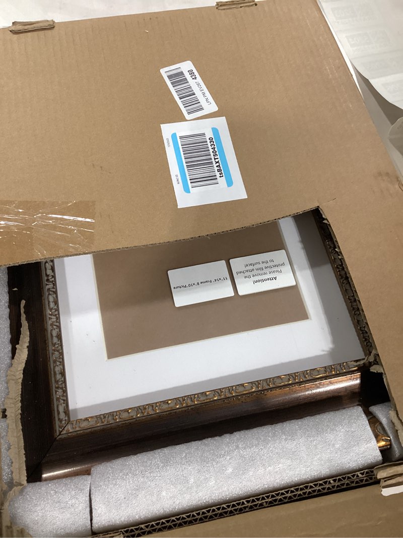 Condition photo showing Good Condition for ArtXO 11x14 Picture Frame - Vintage Dark Brown with Ornate Gold Carvings, Elegant Wall & Tabletop Ph