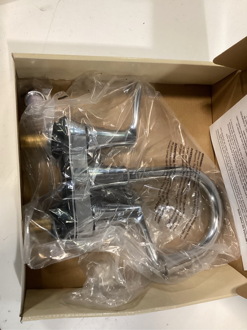 Condition photo showing As Is for allen + roth chrome 2-handle 4-in centerset watersense bathroom sink faucet with drain