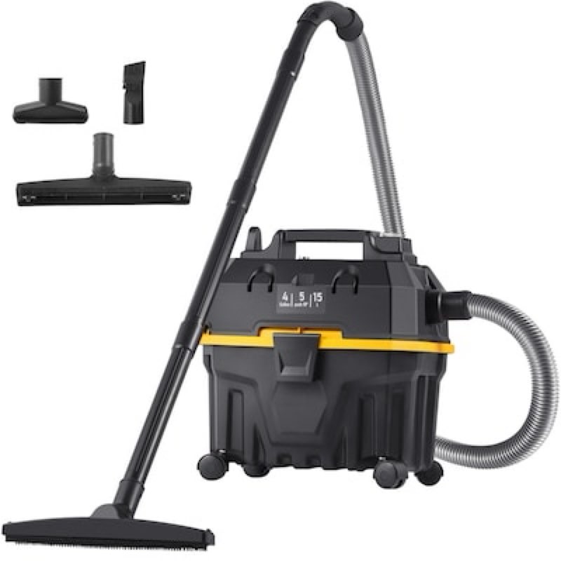 vevor wet dry vac 4 gallon 5 peak hp 3 in 1 shop vacuum with blowing function portable attachments to clean floor upholstery gap car etl listed black/yellow