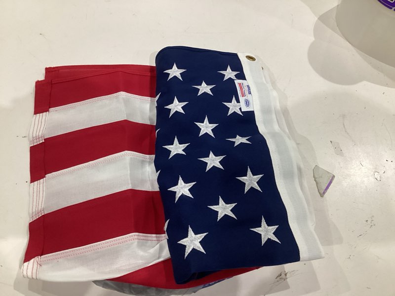 Condition photo showing Good Condition for valley forge flag 5.23-ft w x 2.92-ft h polyester american embroidered flag