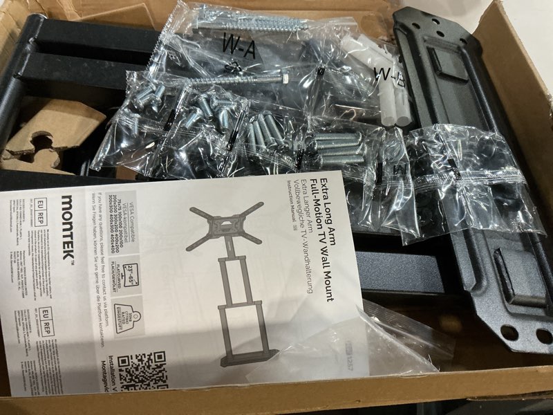 Condition photo showing Good Condition for montek long arm tv wall mount for most 23-65 inch tvs, 37 inch long extension tv mount swivel and tilt, full motion wall mount tv bracket fit max vesa 400 x 400mm, up to 77 lbs 23"-65" tv / 37" long arm