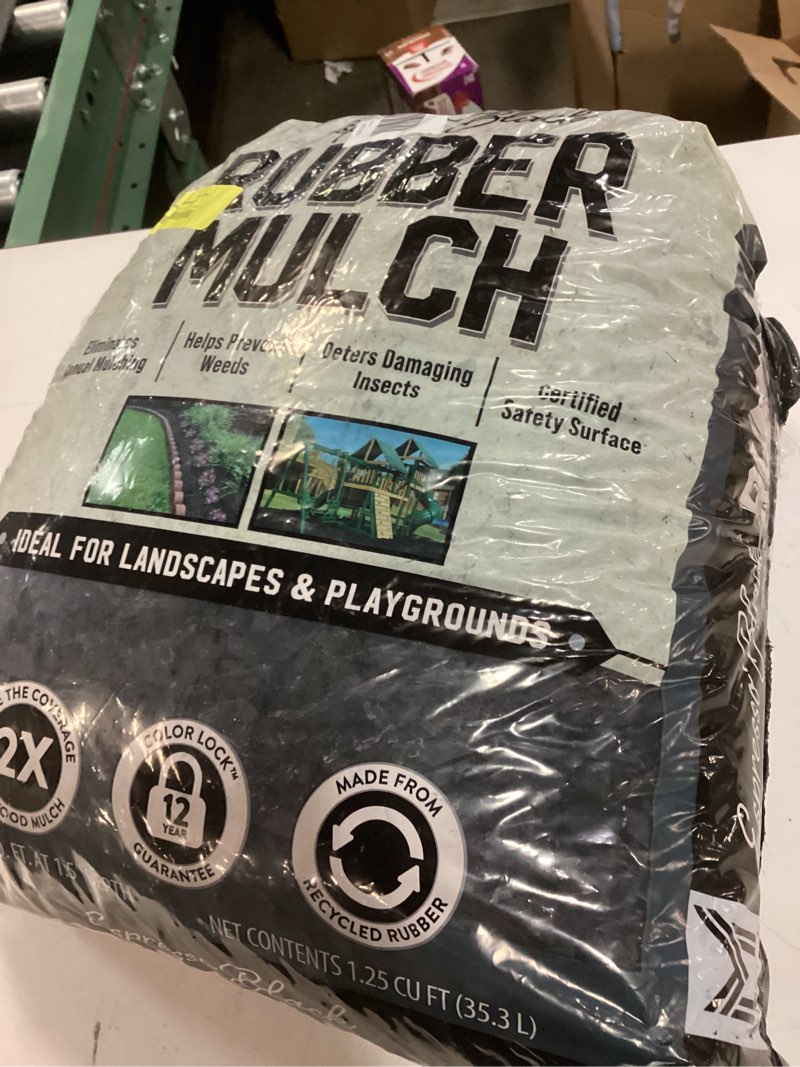 Condition photo showing New/Like New for member's mark black rubber mulch, 1.25 cu. ft.