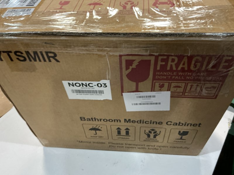 Condition photo showing New/Like New for YTSMIR Medicine Cabinet with Mirror, 14x18 Inch Black Bathroom Mirrored Cabinet, Metal Framed Wall Cabinet with Beveled Mirror, Modern Surface Mount or Recessed Medicine Cabinet with Storage Black 14*18inch
