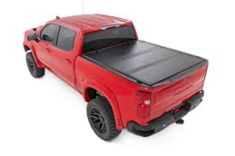 rough country hard tri-fold flip up truck bed tonneau cover for chevy silverado and gmc sierra 1500 