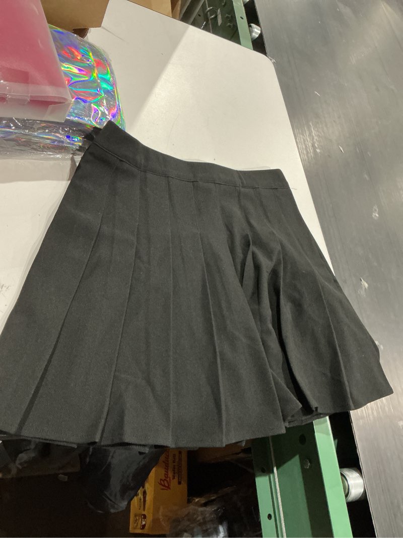 Condition photo showing Good Condition for shestellar women’s pleated mini skirt high waisted a-line short skirt with elastic waist for casual outfits medium black with pockets