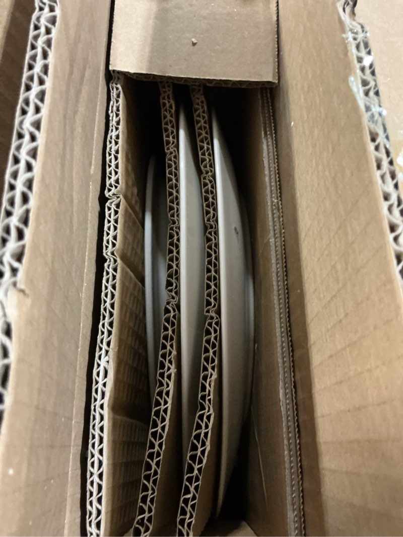 Condition photo showing New/Like New for famiware garden 12-piece embossed plates and bowls sets, stoneware reactive glaze dishes dinnerware set, modern rustic, chip & scratch resistant, microwave & dishwasher safe, service for 4, white white service for 4 (dinner set)