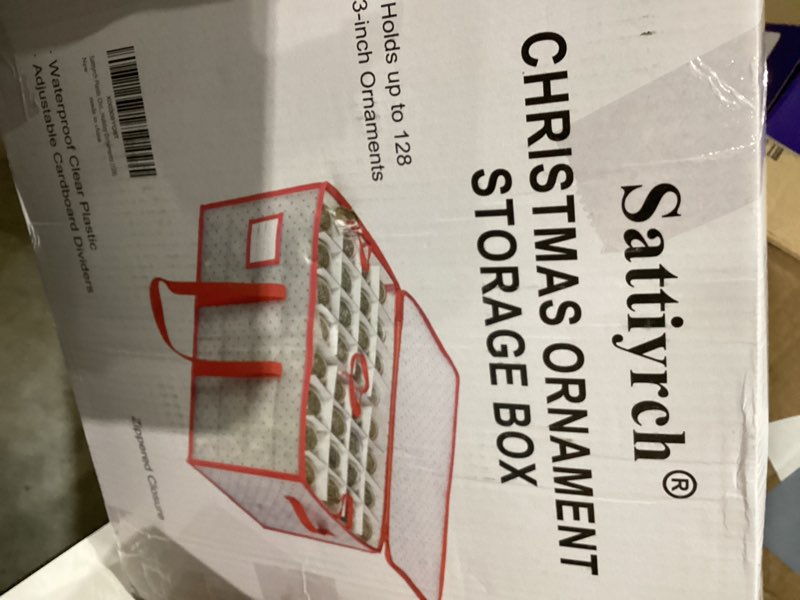 Condition photo showing New/Like New for Sattiyrch Plastic Christmas Ornament Storage Box with Dual Zipper Closure - Box Contributes Slots for 128 Holiday Ornaments 3 Inch - Keeps 128 Xmas Holiday Ornaments (128) 128pcs-3in ball