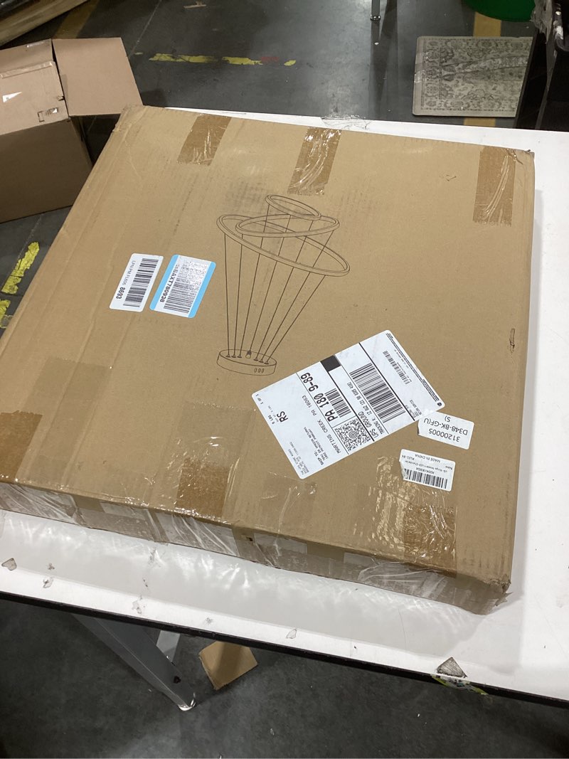 Condition photo showing As Is for Huatiely Modern 3 Ring LED Chandelier, 20 inch Black Dimmable Ring Pendant Light, APP & Remote Contr